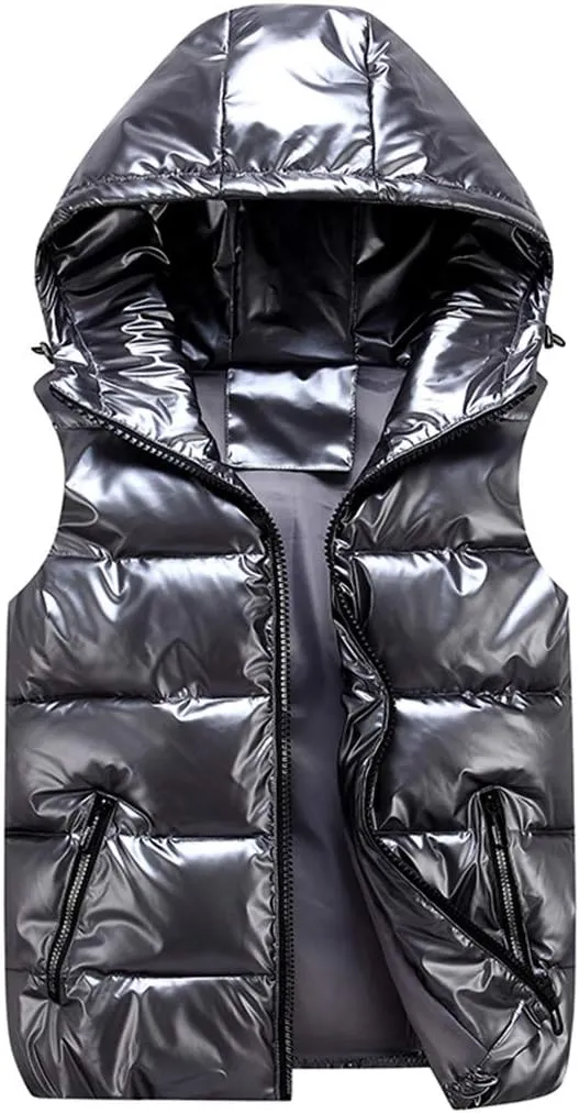 Women Winter Vests Hooded Bright Color Vest Thick Warm Wtaerproof Cotton Padded Jacket Sleeveless Coat Female Waistcoat
