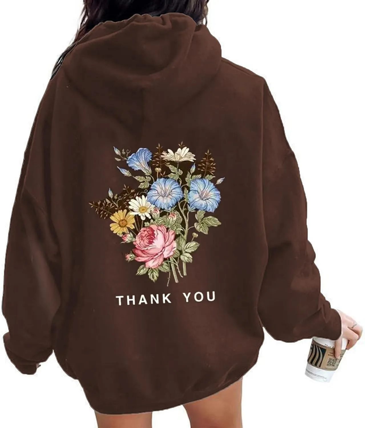 Women Y2k Graphic Hoodie Oversized Cute Floral Letter Print Sweatshirt Teen Girl Preppy Clothes Aesthetic Hoodies