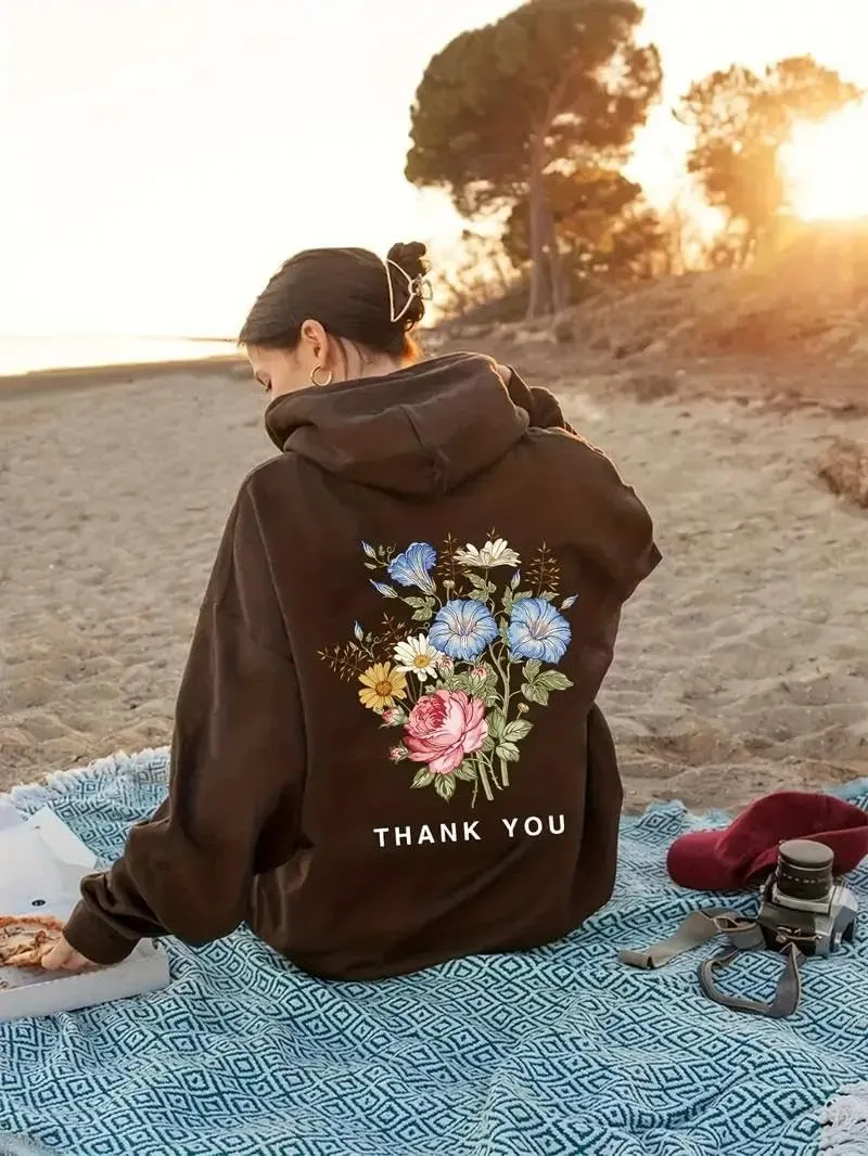 Women Y2k Graphic Hoodie Oversized Cute Floral Letter Print Sweatshirt Teen Girl Preppy Clothes Aesthetic Hoodies