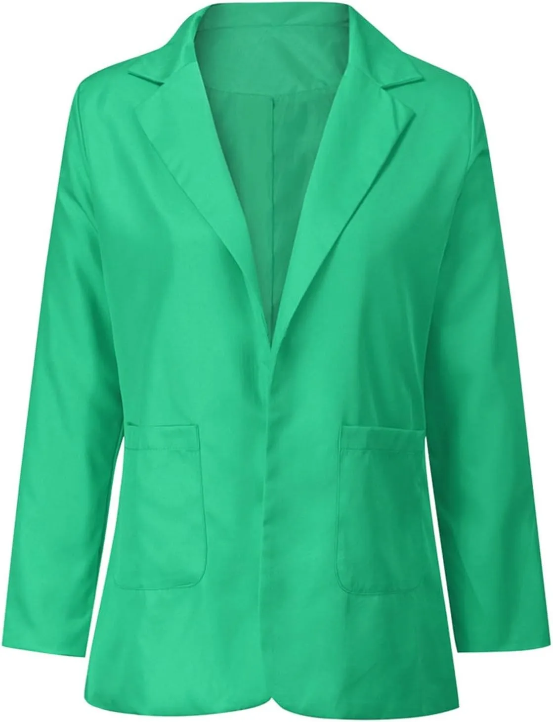 Womens 2024 Fashion Solid Overcoat Open Front Long Sleeve Outwear Lightweight Loose Oversized Jacket Coat Work Clothes