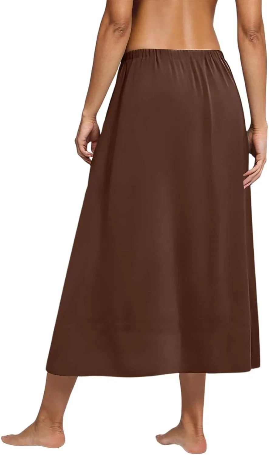 Women's 2025 Spring Summer Stretch Waist Casual Flowy Swing Smocked A Line Beach Long Skirts, S-2XL