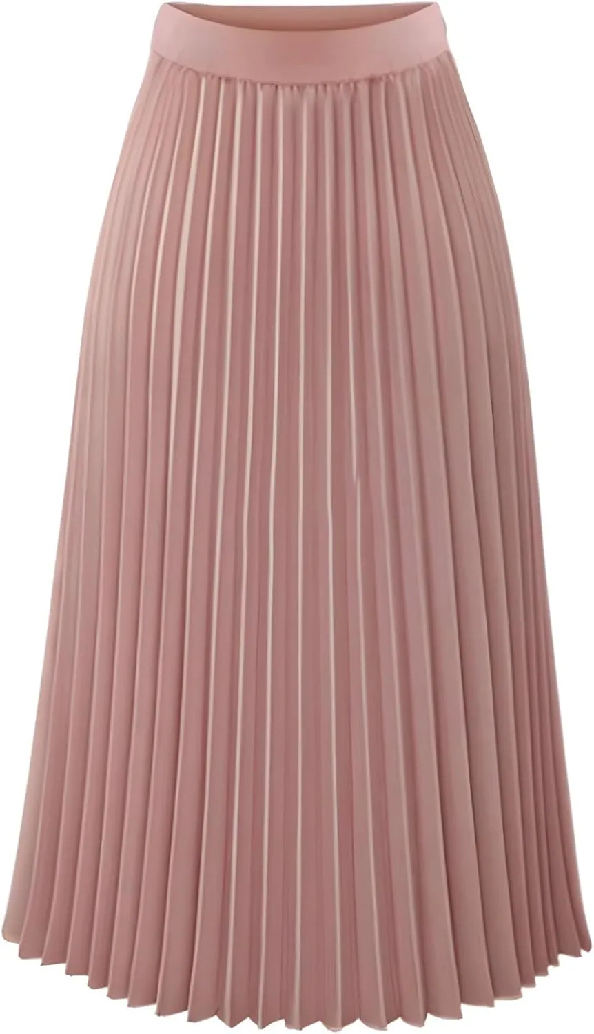 Women's Beach Vacation Clothes Summer Casual Loose Trendy Elastic High Waist Solid Color Pleated Midi Skirts, S-XL