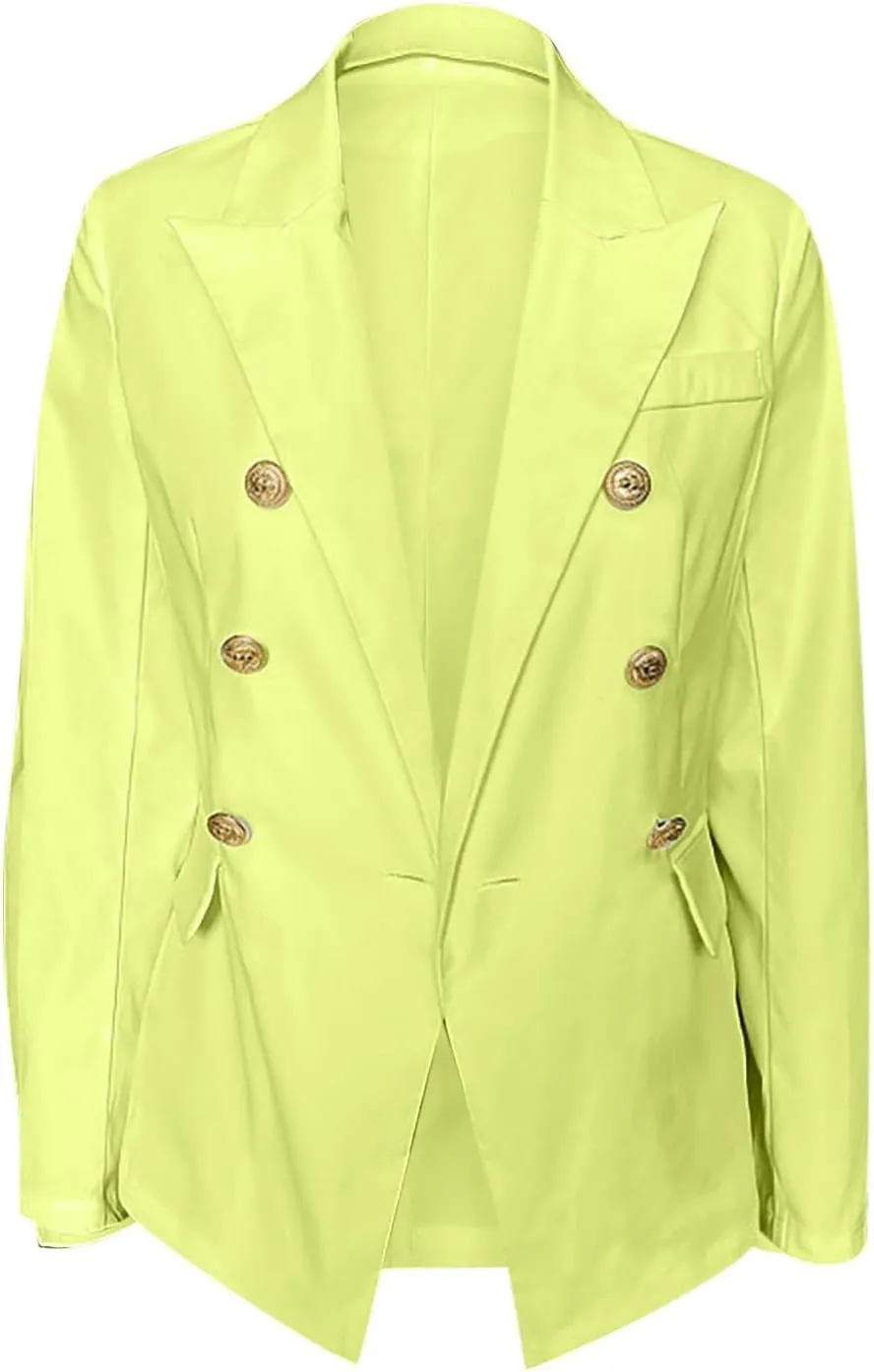 Womens Blazer Fashion Casual 2024 Office Work Button Jackets Long Sleeve Open Front Loose Lightweight Blazers