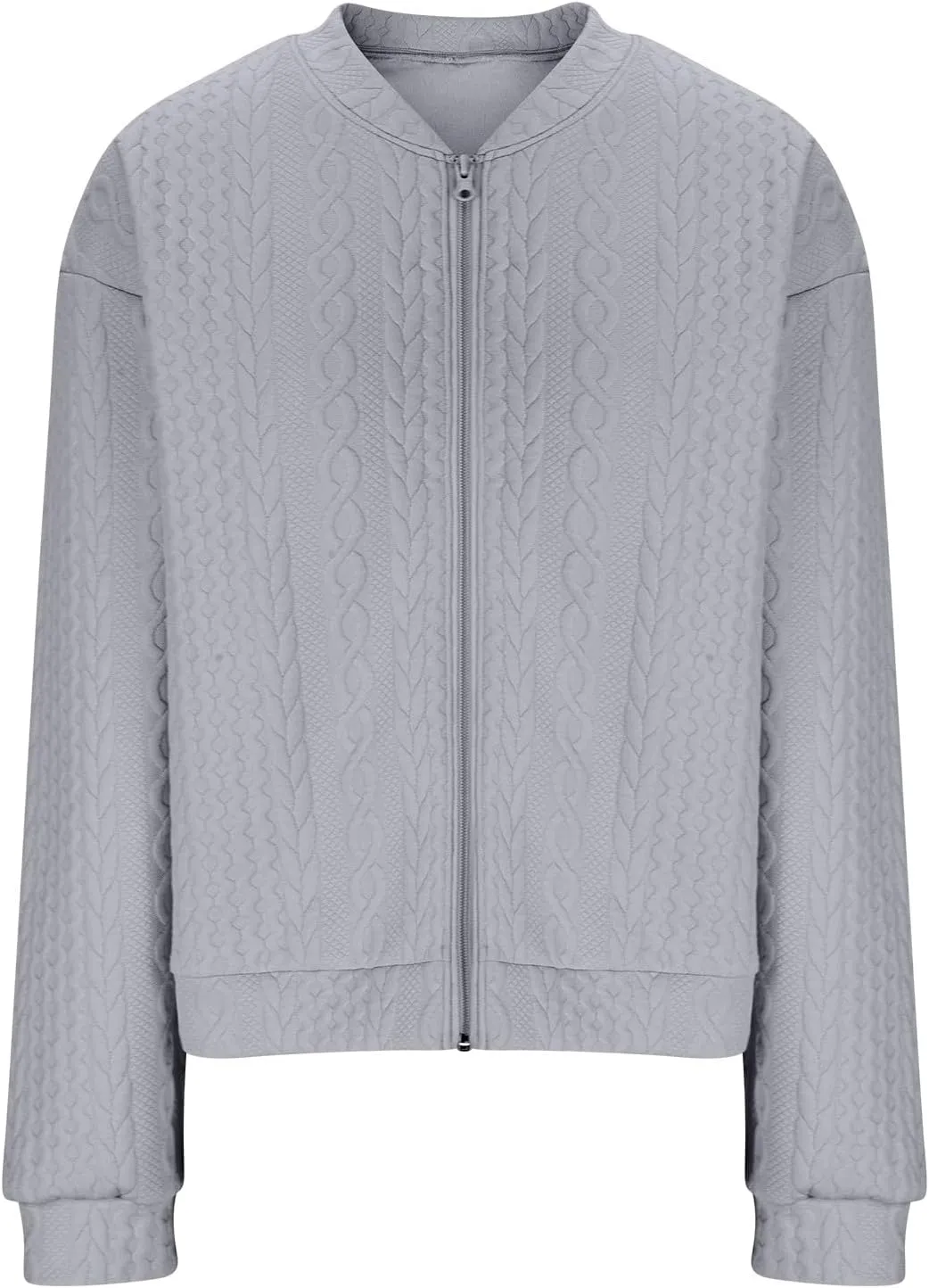 Women's Cardigan Zip Up Cable Knit Long Sleeve Trendy Y2K Sweater Jacket Crewneck Casual Teen Girls Coat 2024 Fall