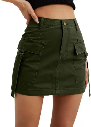 Women's Cargo Skirt Casual Wrap Bodycon Pockets Skirts Solid Color Low Waisted Pure Comfort Skirt 2025 Outfits