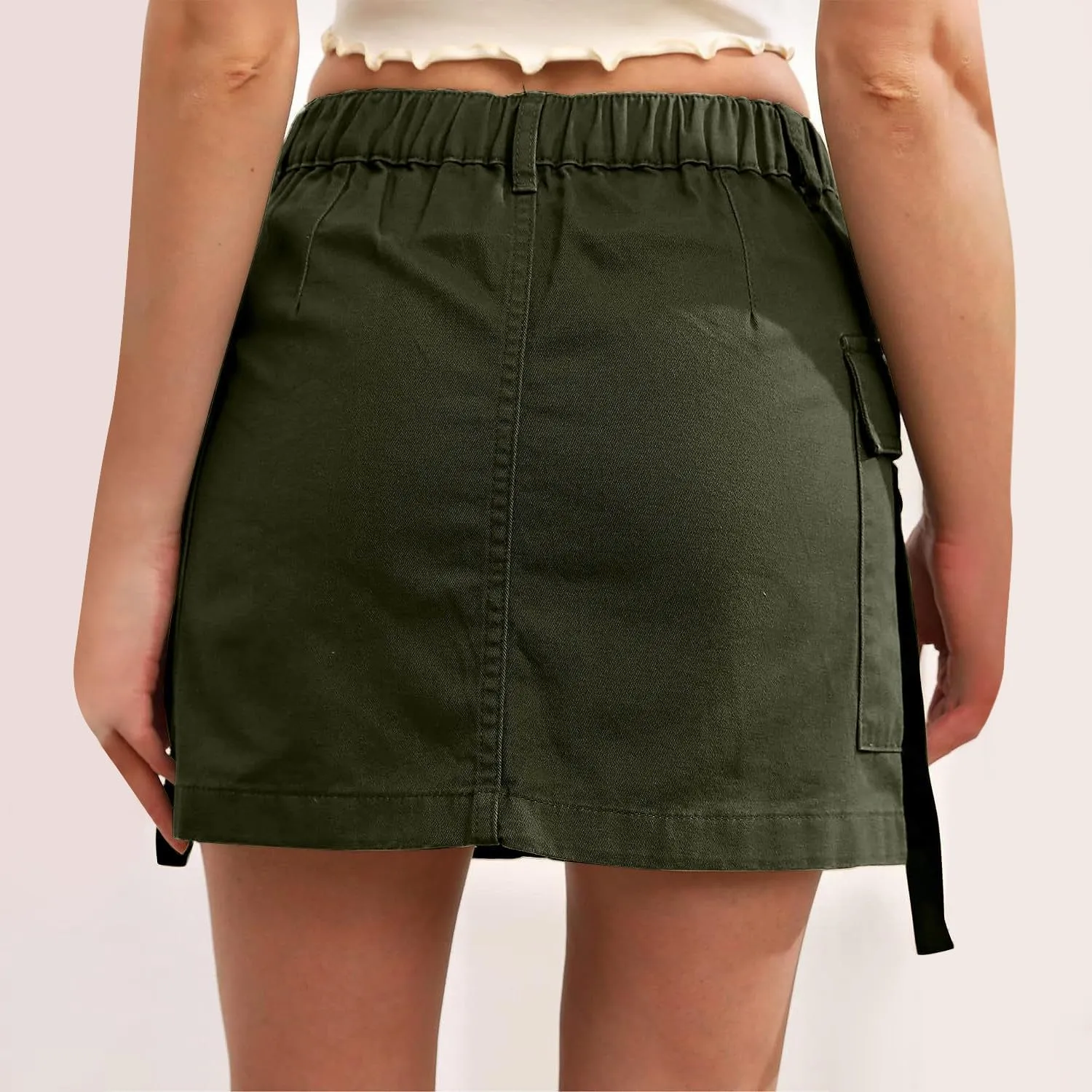 Women's Cargo Skirt Casual Wrap Bodycon Pockets Skirts Solid Color Low Waisted Pure Comfort Skirt 2025 Outfits