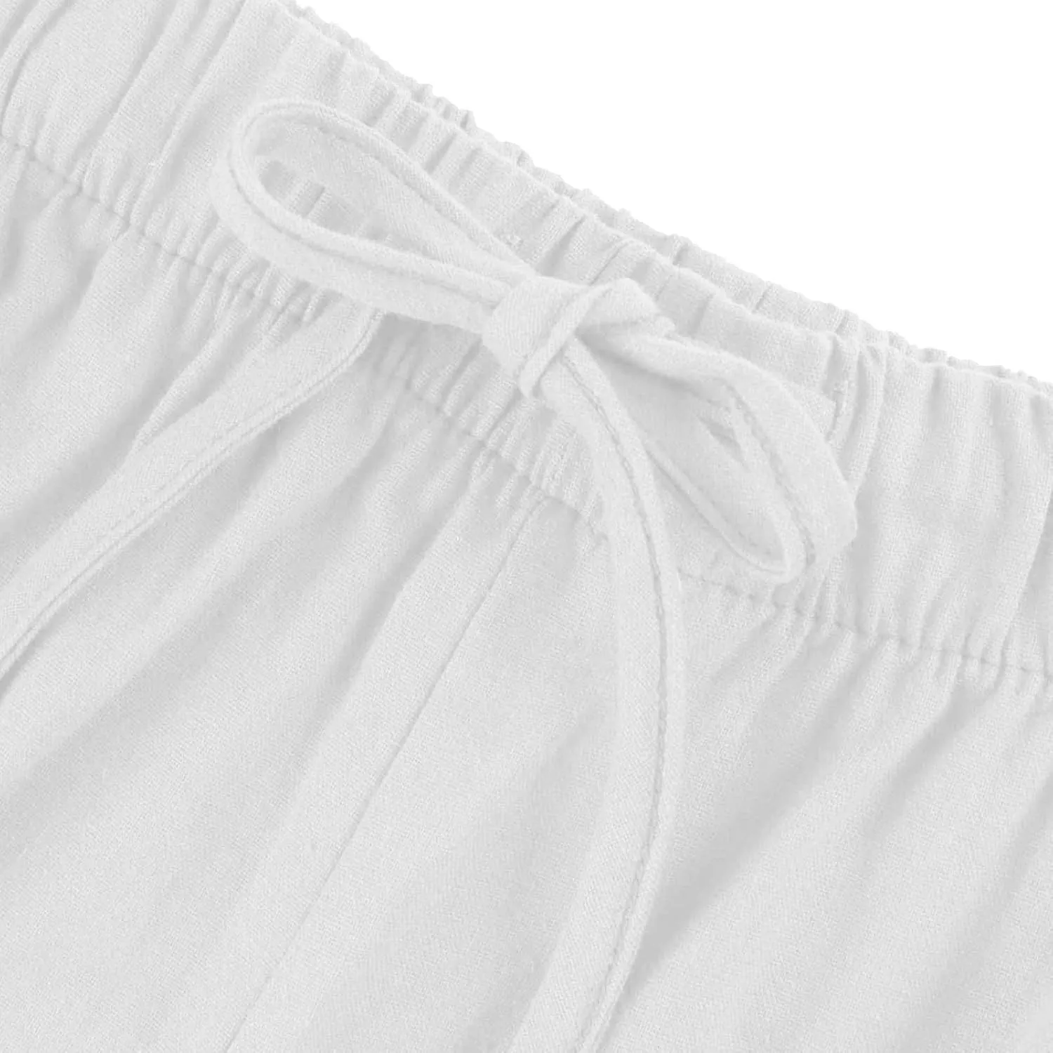 Womens Cotton Linen Pants Summer Palazzo Pants Flowy Wide Leg Beach Trousers with Pockets