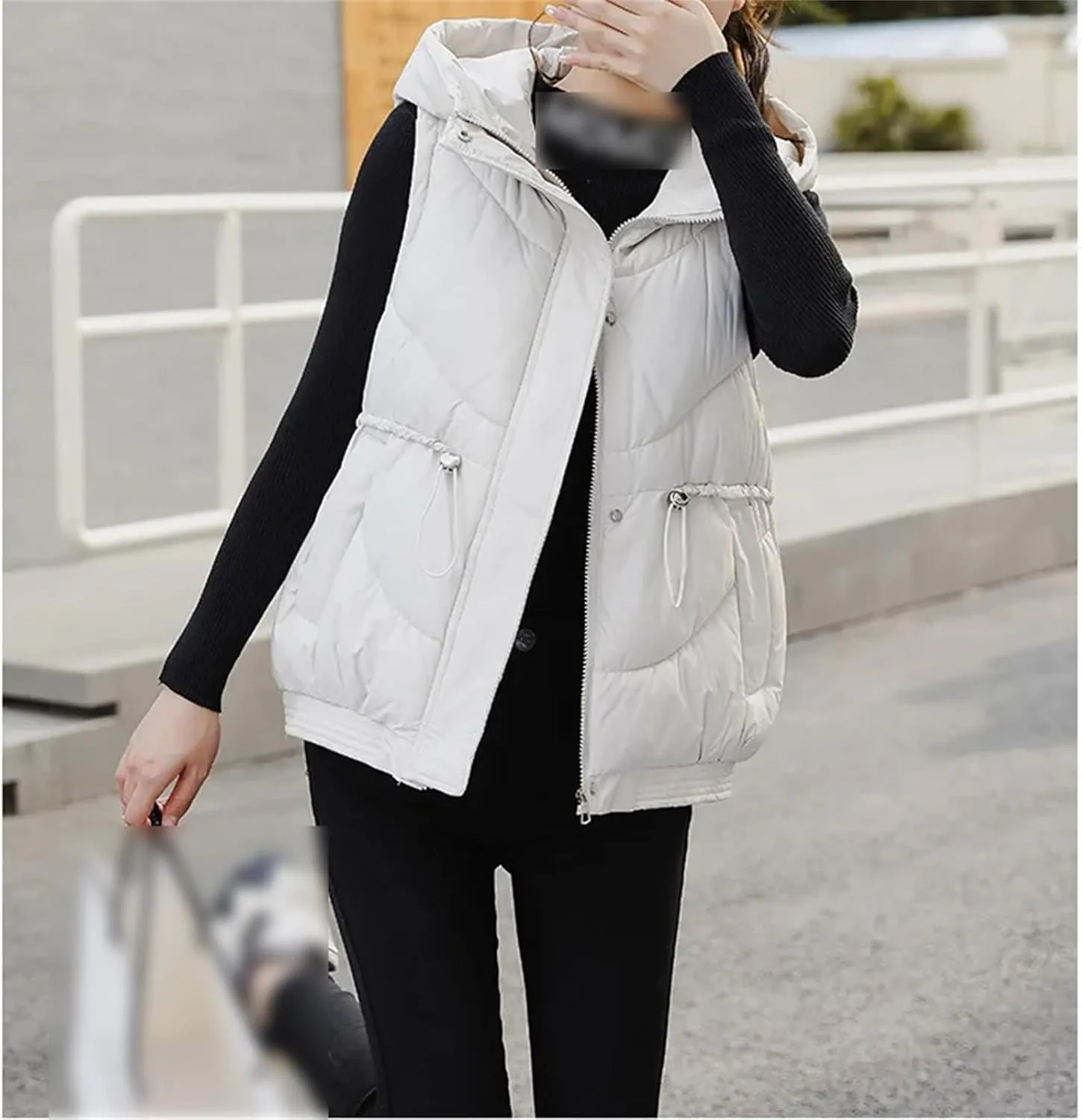 Womens Cotton Vests Autumn Winter Hooded Jacket Padded Puffer Parkas Women Sleeveless Waistcoat Down Cotton Jackets