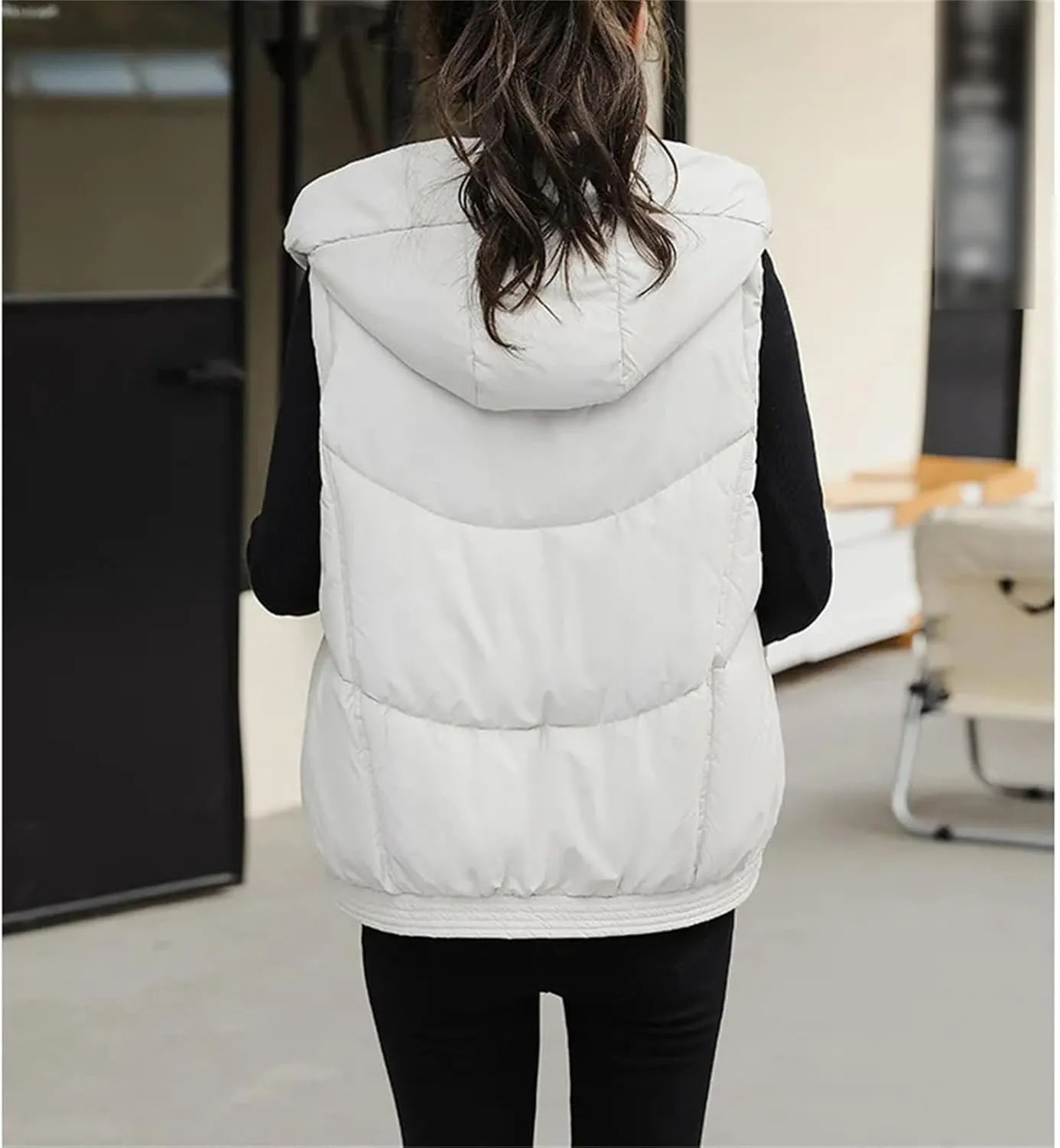 Womens Cotton Vests Autumn Winter Hooded Jacket Padded Puffer Parkas Women Sleeveless Waistcoat Down Cotton Jackets