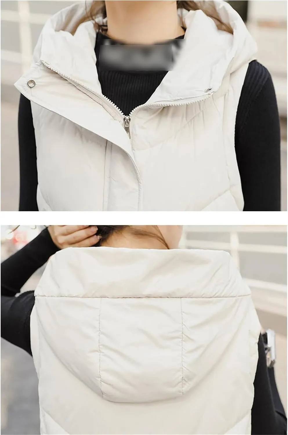 Womens Cotton Vests Autumn Winter Hooded Jacket Padded Puffer Parkas Women Sleeveless Waistcoat Down Cotton Jackets