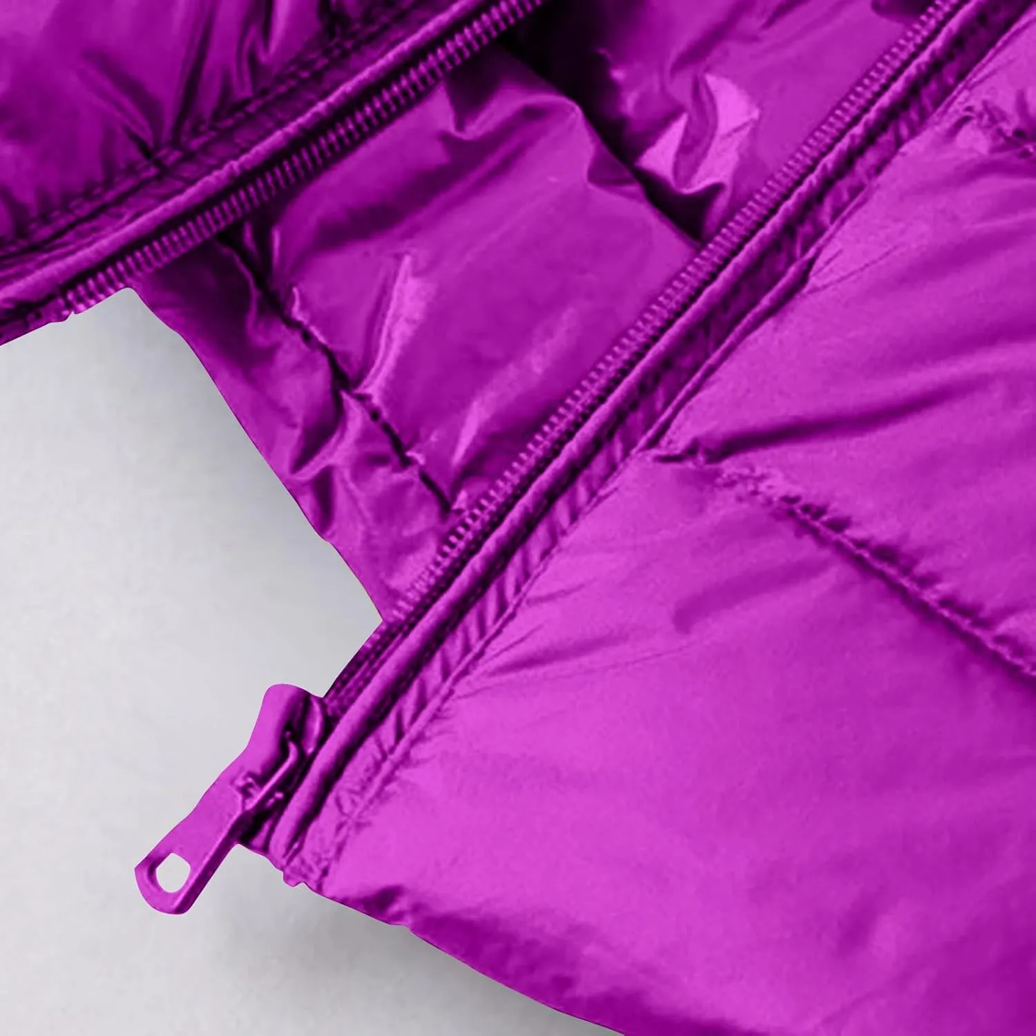 Womens Down Vest Coat Quilted Sleeveless Puffer Jacket Winter Warm Slim Fit Cotton-Padded Waistcoat Solid Color Gilet