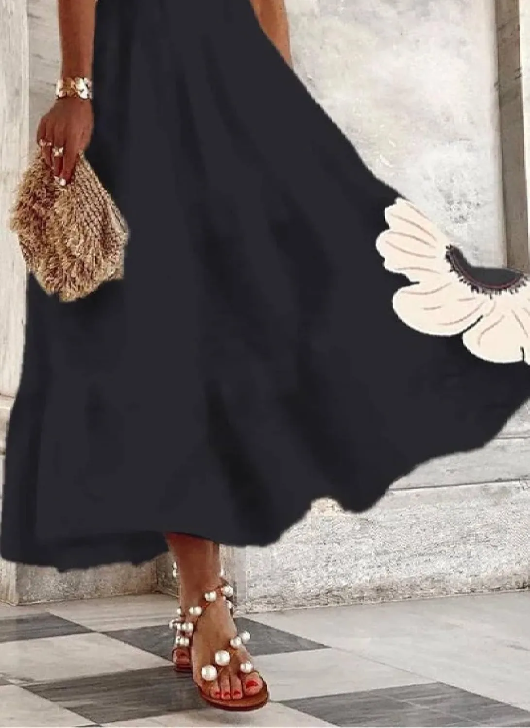 Women's Dresses Floral Print Sleeveless Halter Neck Maxi Dress 2025 Summer A Line Elegant Flowy Long Party Dress