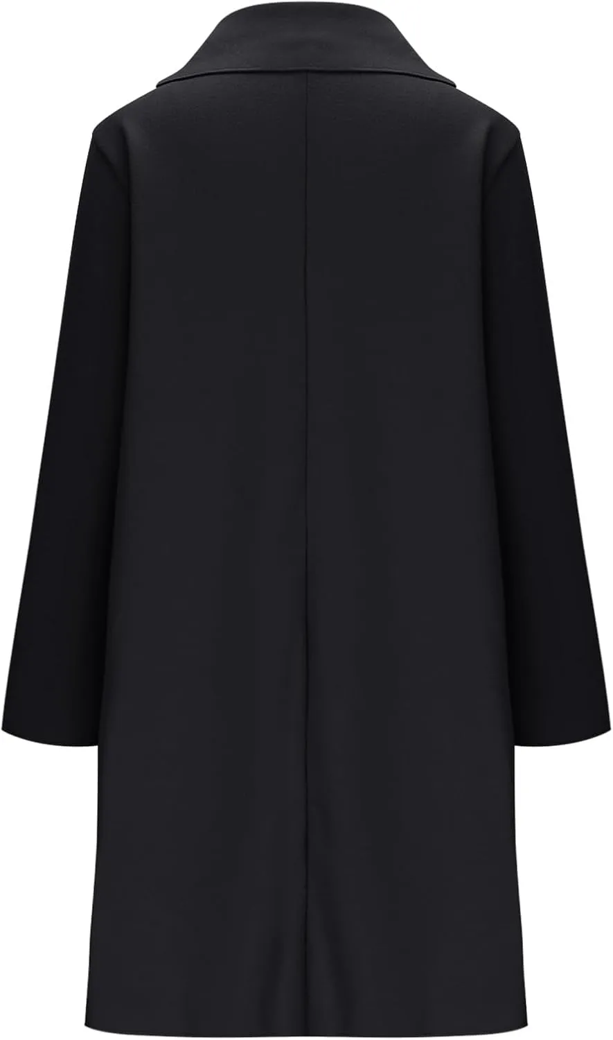 Womens Fall Winter Wool Blend Overcoat Trendy Single Breasted Mid-Long Trench Coat Oversized Lapel Pocketed Peacoat