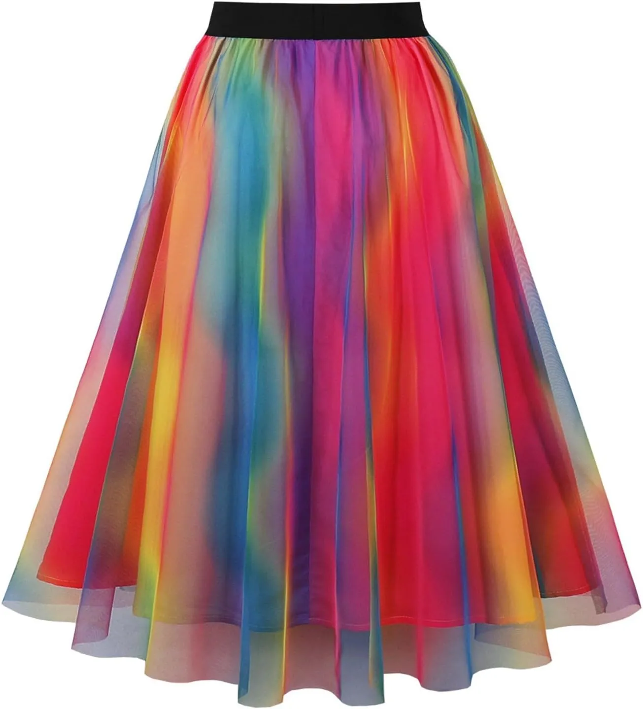 Women's Fashion Gradient Midi Skirt Summer Pleated Elastic Waist Skirt Casual Elegant Party Prom A-Line Skirts