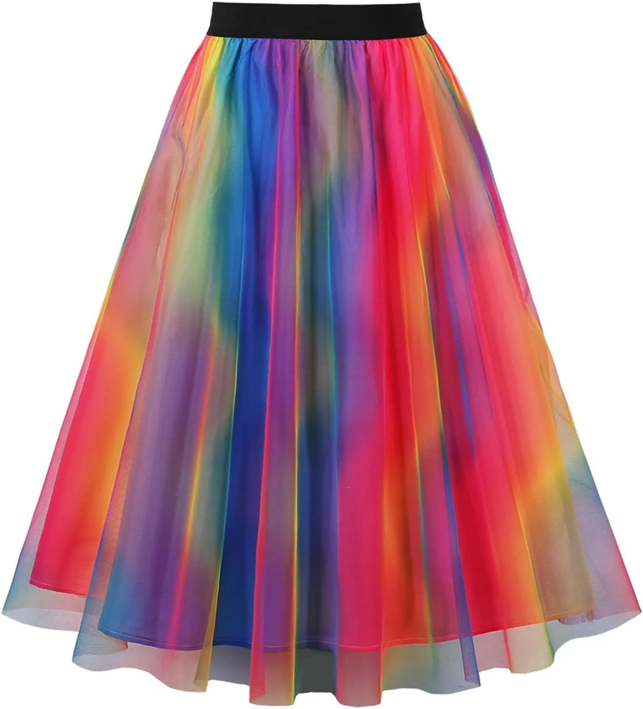 Women's Fashion Gradient Midi Skirt Summer Pleated Elastic Waist Skirt Casual Elegant Party Prom A-Line Skirts
