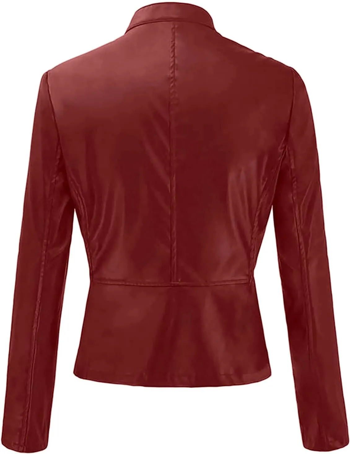 Women's Faux Leather Jackets Zip Up Short Motorcycle Outwear Slim Fitted PU Leather Coat Leather Moto Biker Jacket