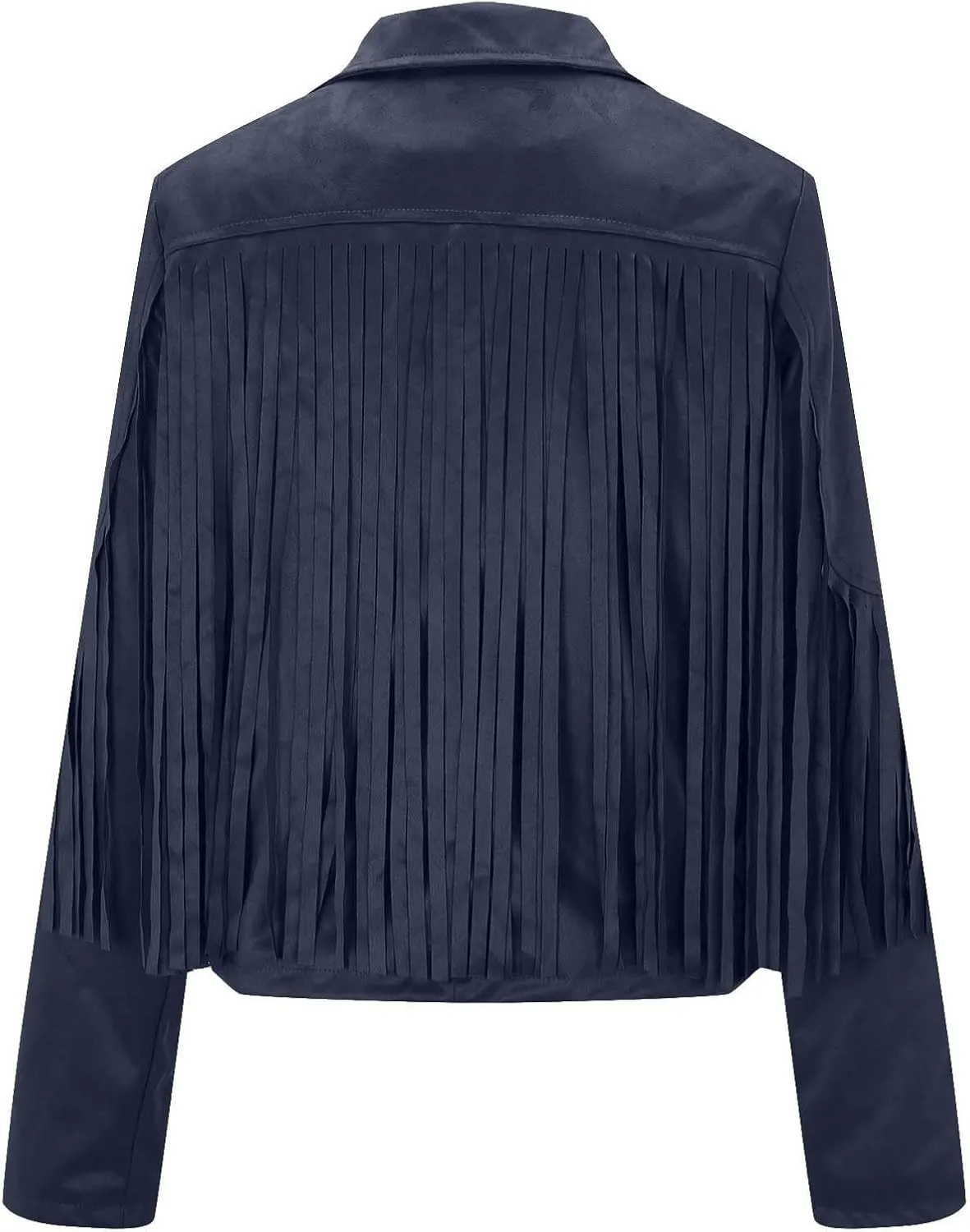 Women's Faux Suede Leather Fringe Jacket Cowgirl Crop Moto Biker Jackets Open Front Tassel Coat Tops 2024 Trendy