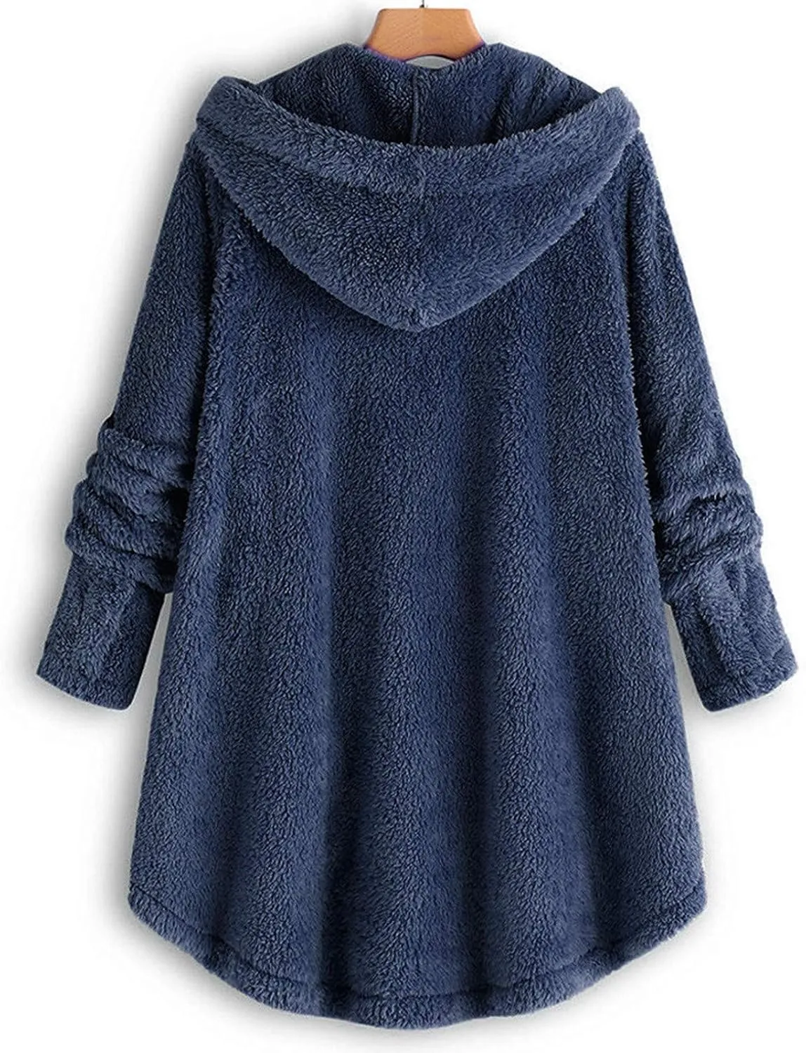 Womens Fleece Jacket with Hood Plus Size Winter Coat 2024 Button Down Faux Fur Sherpa Jacket Warm Outwear with Pocket