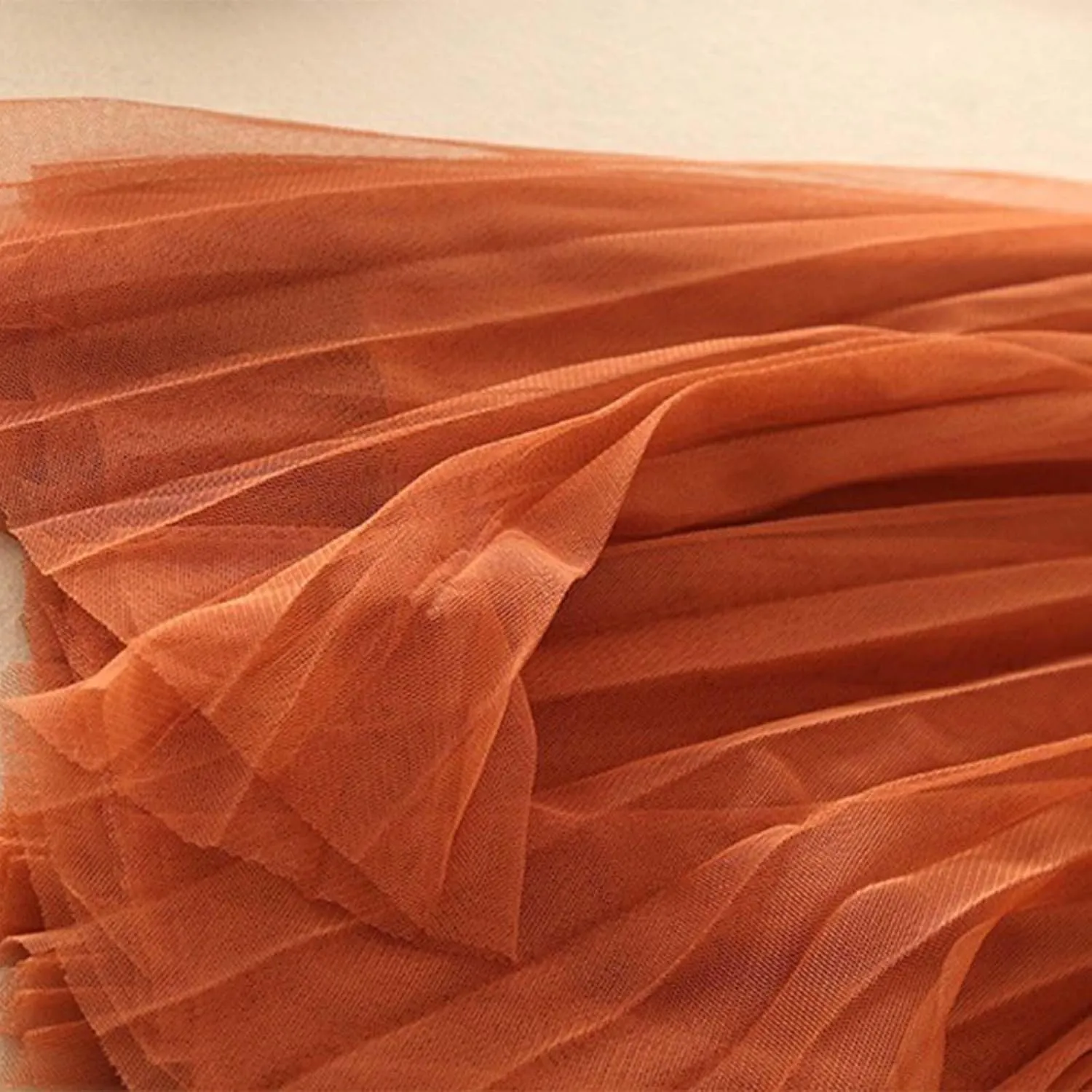 Womens Flowy Layered Tulle Midi Pleated Skirt Elastic Waist Swing Long Skirt Fashion Casual Dresses