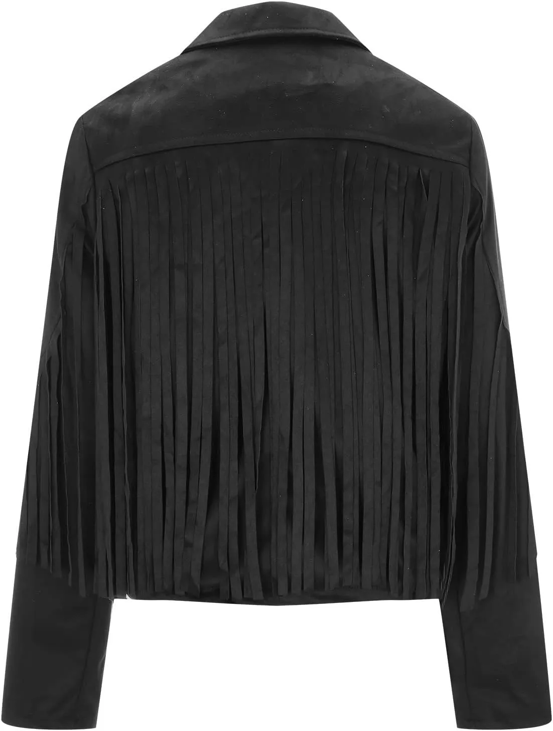 Women's Fringe Faux Suede Leather Jackets Tassel Cropped Coats Western Cowboy Jacket Outerwear Hippie Concert Outfits
