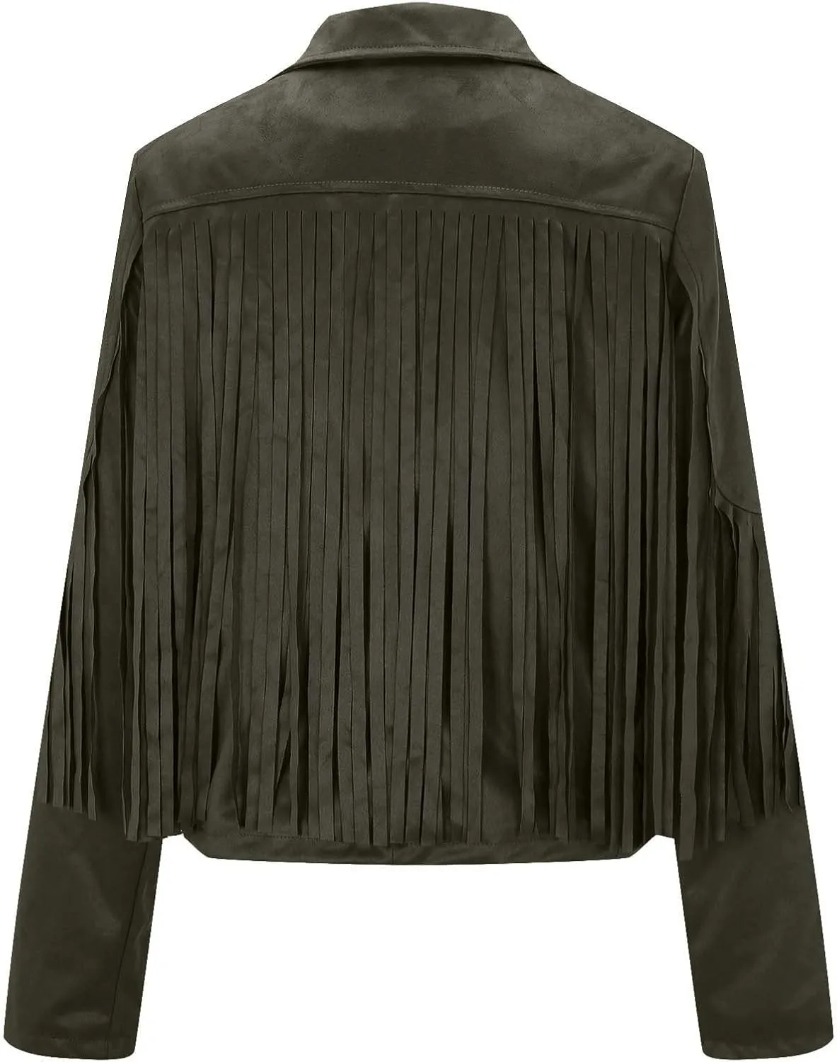 Women's Fringe Faux Suede Leather Jackets Tassel Cropped Coats Western Cowboy Jacket Outerwear Hippie Concert Outfits