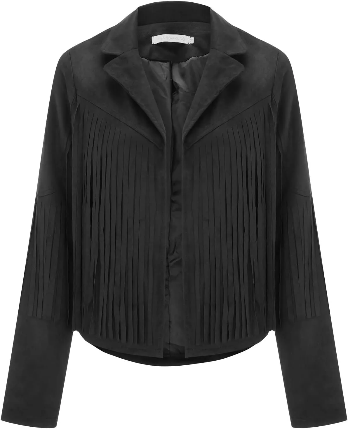 Women's Fringe Faux Suede Leather Jackets Tassel Cropped Coats Western Cowboy Jacket Outerwear Hippie Concert Outfits