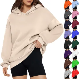 Womens Hoodies Y2k Preppy Oversized Sweatshirt Hooded Fleece Pullover Loose Fit Cute Comfort Hoodie with Pockets
