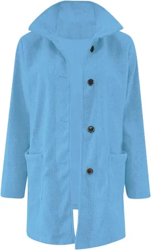 Women's Long Pea Coats Casual Stand Collar Wool Blend Coats Winter Soild Color Thicken Trench Coat Overcoat