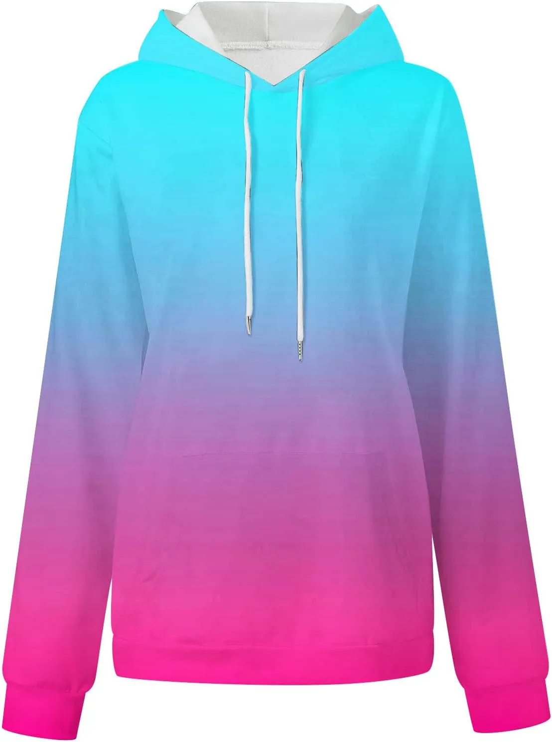 Women's Oversized Hoodies Plus Size Gradient Color Fall Tops Drawstring Trendy Pullover Tees Loose Preppy Clothes