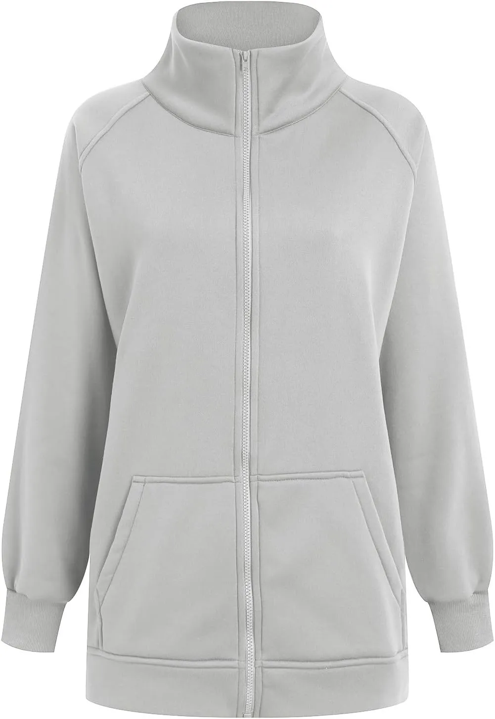 Womens Oversized Sweatshirts No Hood Long Sleeve Zipper Fleece Sweatshirt Jackets Pullovers Comfort Trendy Clothes