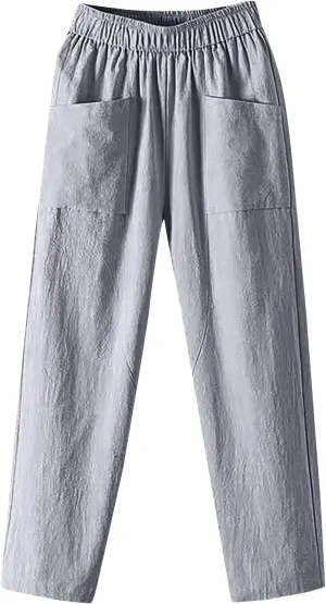 Womens Pants, Peasant Pants Linen Straight Leg Trendy Casual Loose Cotton Wide