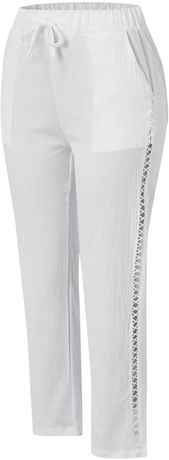 Women's Pants, Peasant Pants Straight Leg Linen Casual Lounge Cotton Loose Women