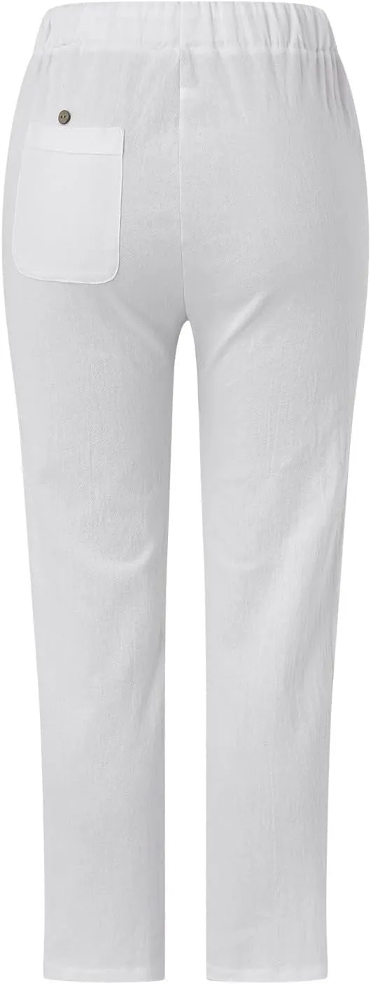 Women's Pants, Peasant Pants Straight Leg Linen Casual Lounge Cotton Loose Women