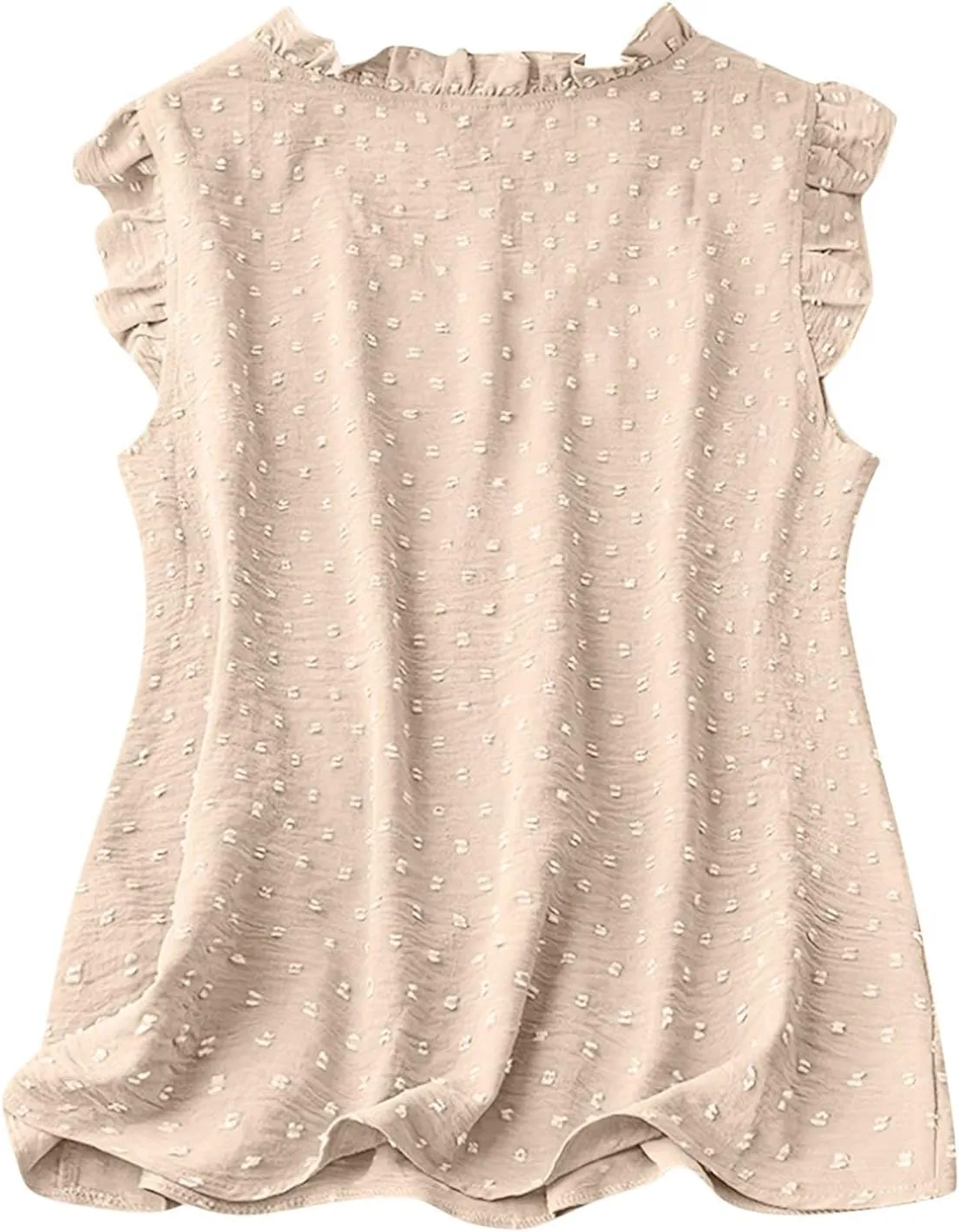 Women's Petal Sleeveless Solid Tank Ruffle Trim Loose Fit Camisole V Neck Top Pompom Embellished Shirt