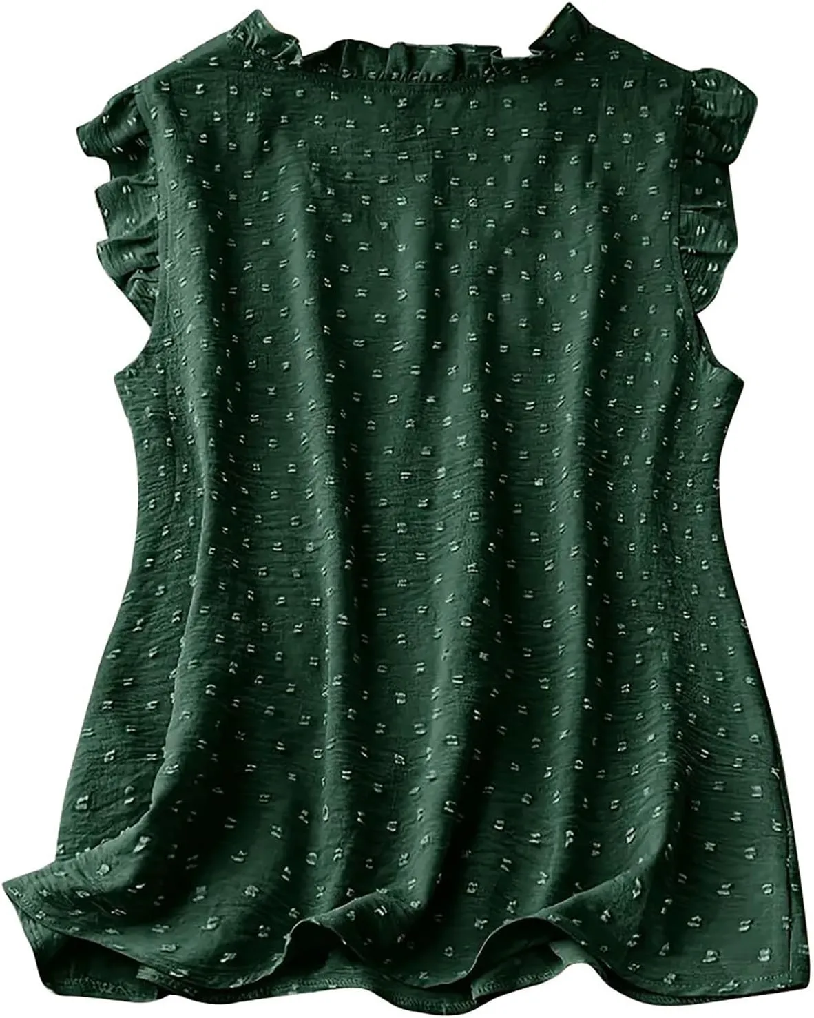 Women's Petal Sleeveless Solid Tank Ruffle Trim Loose Fit Camisole V Neck Top Pompom Embellished Shirt