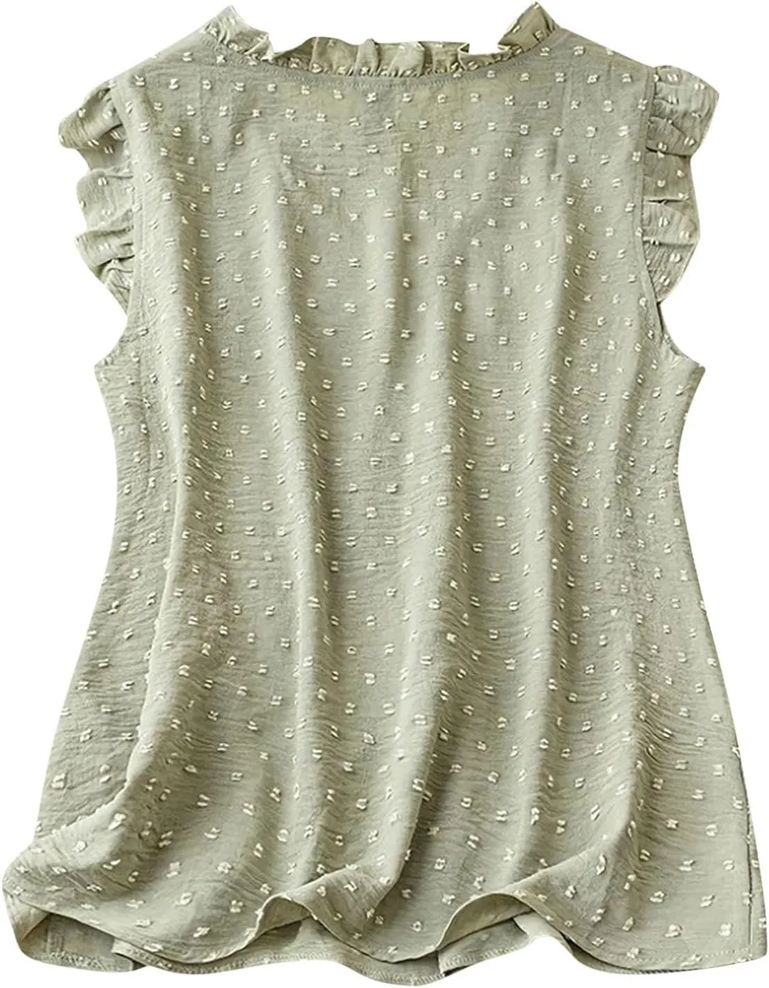 Women's Petal Sleeveless Solid Tank Ruffle Trim Loose Fit Camisole V Neck Top Pompom Embellished Shirt