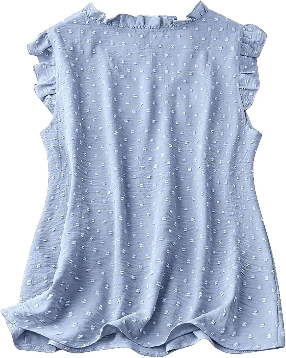 Women's Petal Sleeveless Solid Tank Ruffle Trim Loose Fit Camisole V Neck Top Pompom Embellished Shirt
