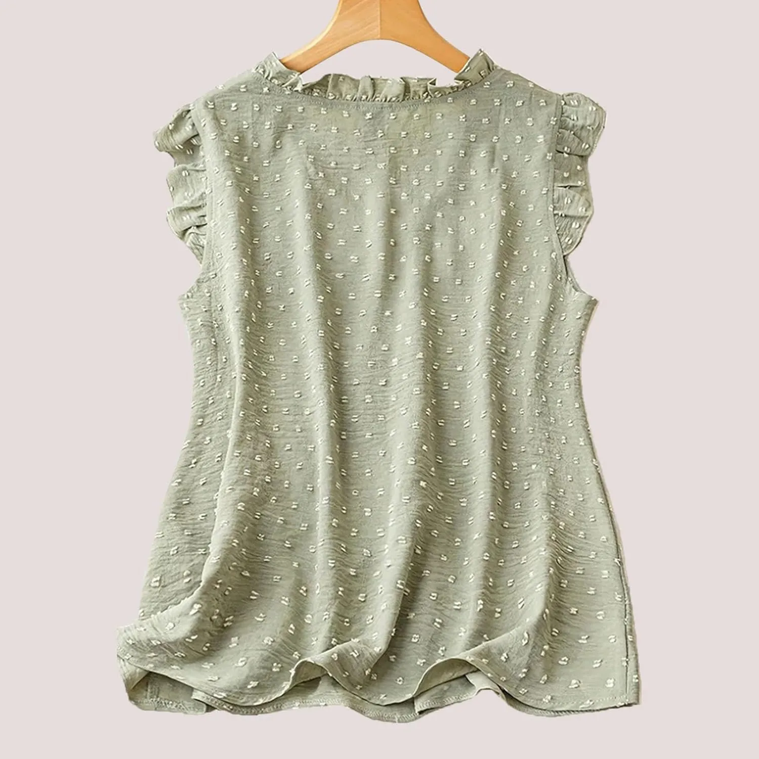 Women's Petal Sleeveless Solid Tank Ruffle Trim Loose Fit Camisole V Neck Top Pompom Embellished Shirt