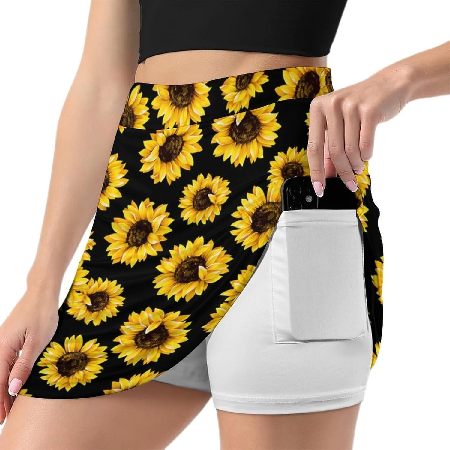 Women's Rainbow Love Heart Tennis Skirts with Pockets Inner Shorts, Athletic Golf Skort for Workout Sports