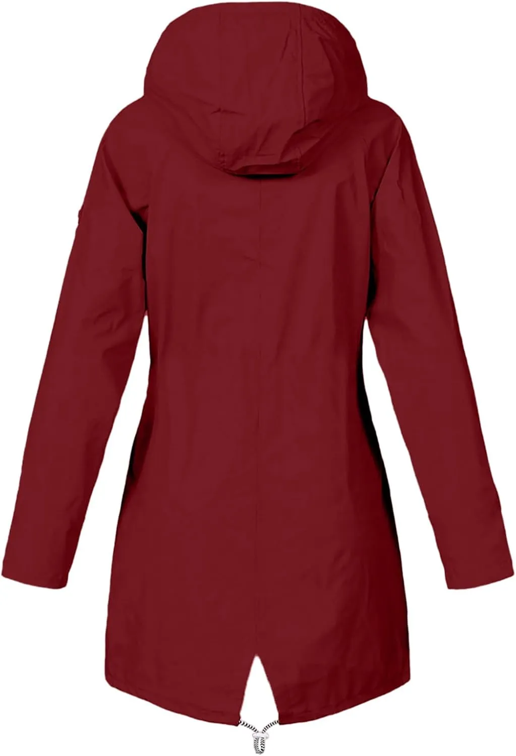 Womens Raincoat Fall Fashion Fit Waterproof Dressy Zip up Rain Jacket with Pockets Windbreaker Hooded Trench Coats