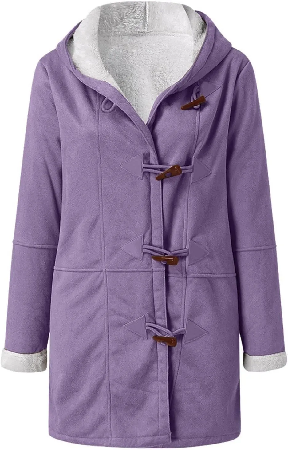 Womens Sherpa Lined Jackets Fashion Winter Fuzzy Fleece Hoodie Sweatshirt Casual Soft Cozy Horn Button Down Coats