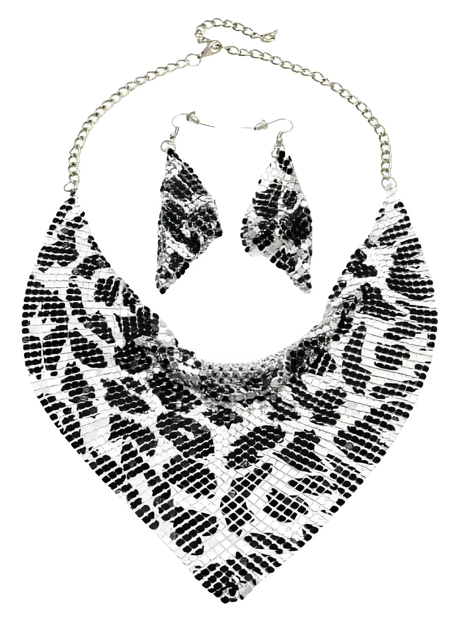 Women's Shining Bib Necklace And Earrings Set