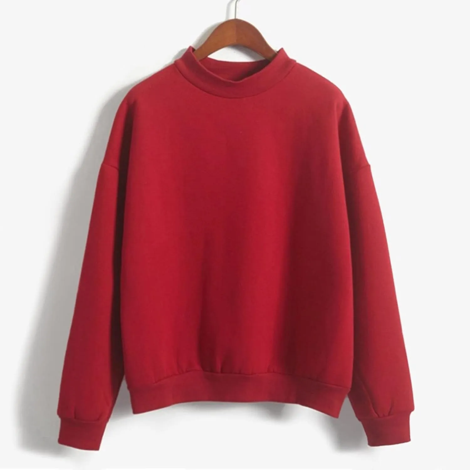 Womens Soldi Color Hoodies Casual Turtleneck Long Sleeve Loose Joggers Pullover Sweatshirts Fall Outdoor Workout Tops