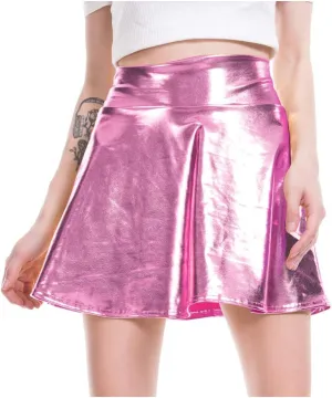 Women's Summer Casual Loose Trendy Elastic High Waist Solid Color Sequins Pleated Party Dance Performance Skirts