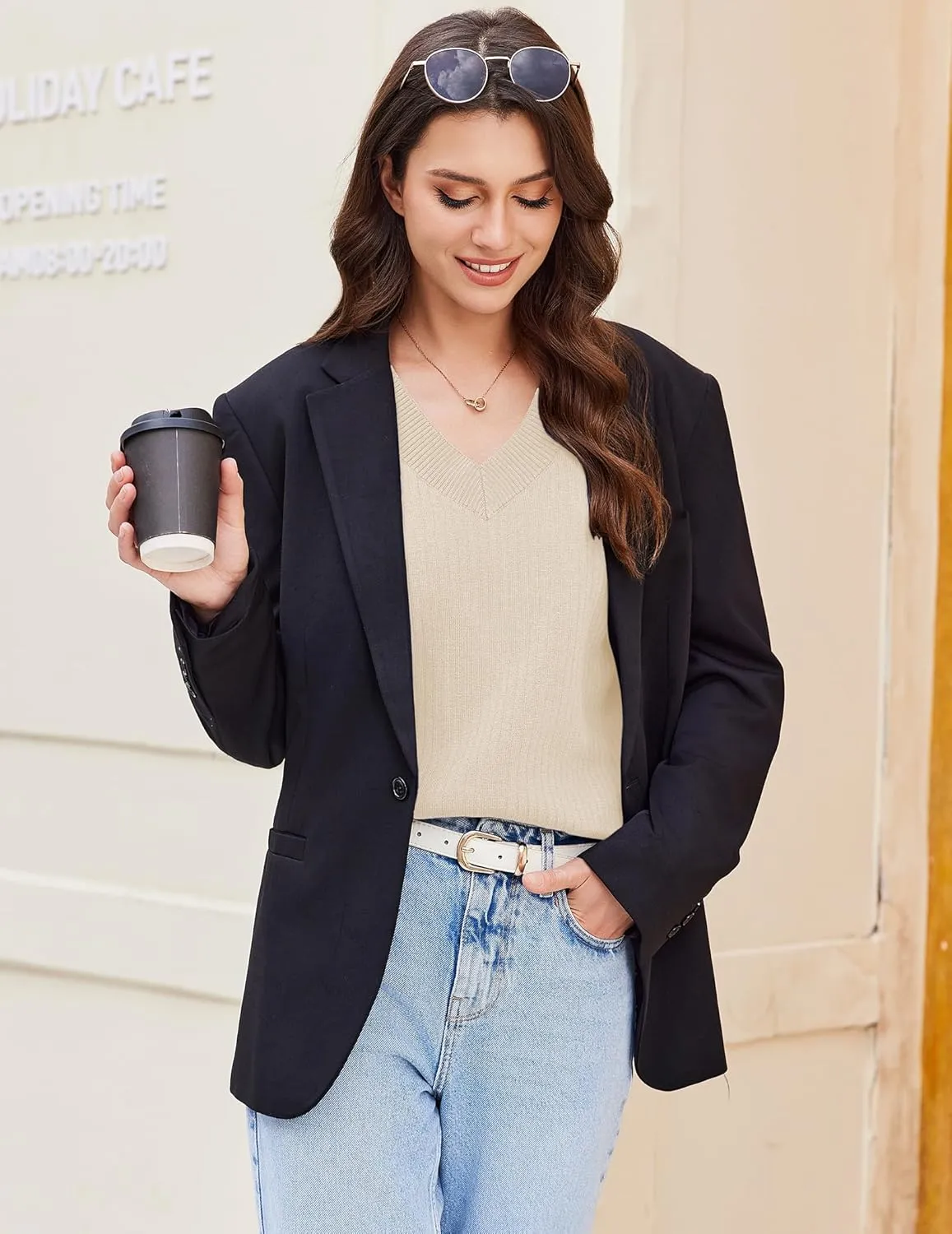 Women's Sweater Vests V Neck Casual Ribbed Knit Sleeveless Sweater Tops Oversized Sweater Vest for Women