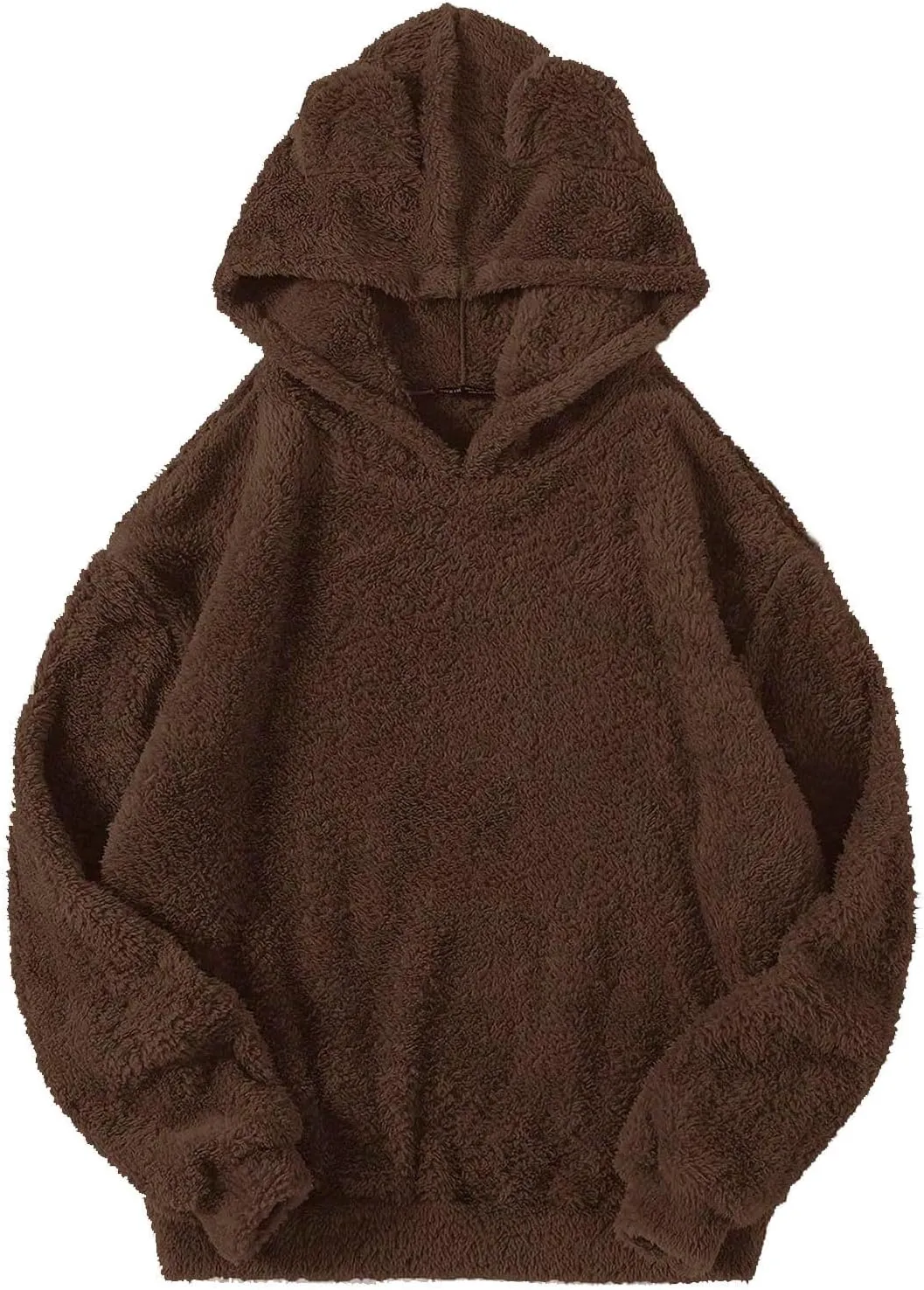 Womens Teddy Hoodies Fuzzy Fleece Shaggy Oversized Sweatshirts Winter Warm Long Sleeve Pullover with Pocket