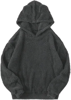 Womens Teddy Hoodies Fuzzy Fleece Shaggy Oversized Sweatshirts Winter Warm Long Sleeve Pullover with Pocket