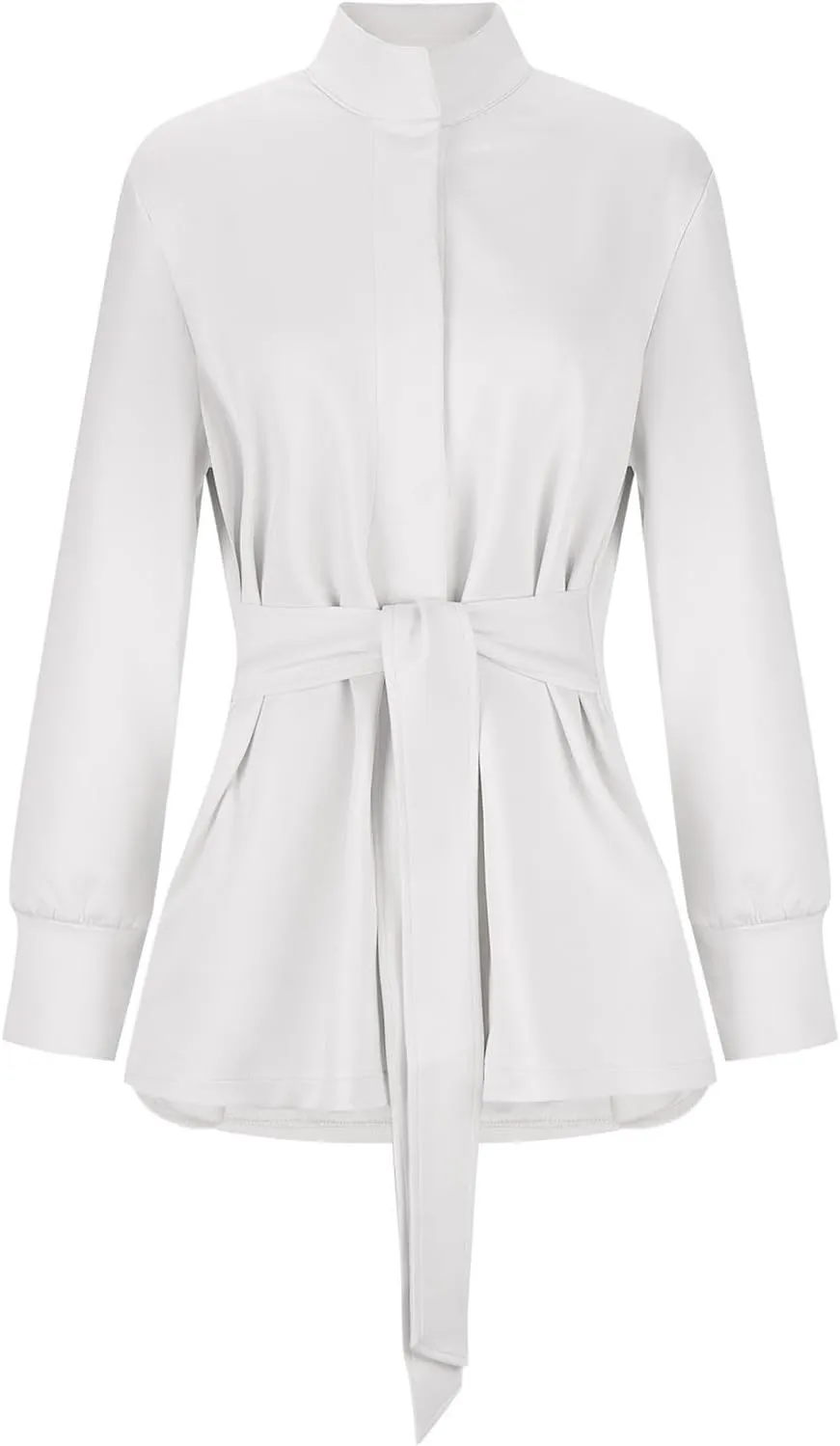 Womens Trench Coat, Mid Long Elegant Outerwear Coats Classic Trendy Overcoats Lapel Winter Solid Jackets with Belt