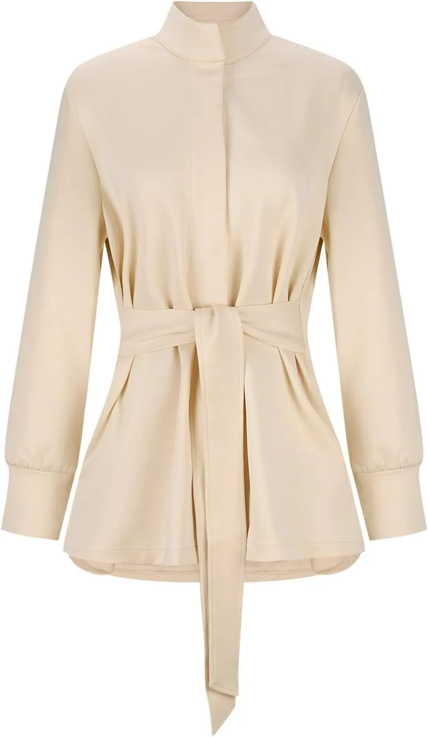 Womens Trench Coat, Mid Long Elegant Outerwear Coats Classic Trendy Overcoats Lapel Winter Solid Jackets with Belt