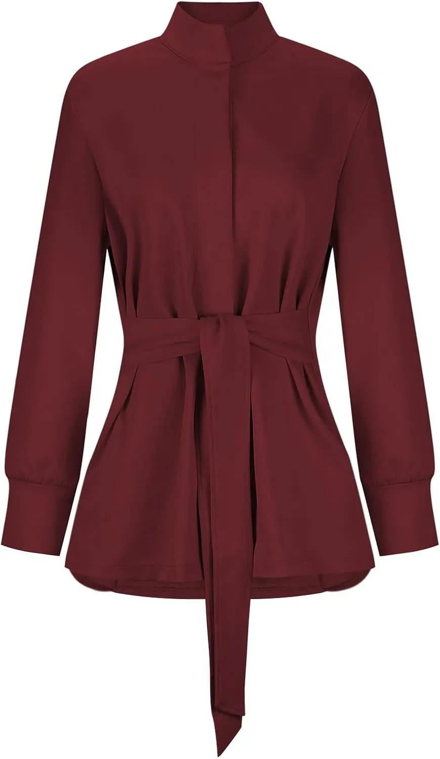 Womens Trench Coat, Mid Long Elegant Outerwear Coats Classic Trendy Overcoats Lapel Winter Solid Jackets with Belt